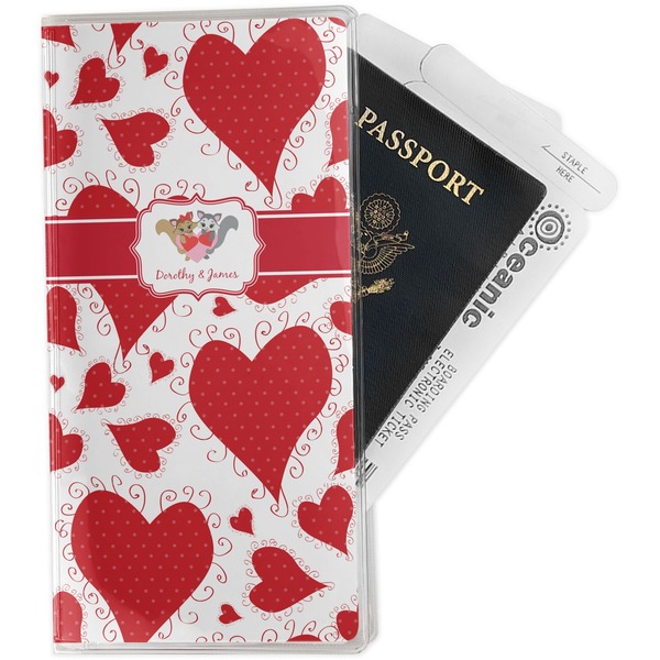 Custom Cute Squirrel Couple Travel Document Holder