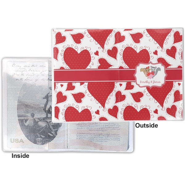 Cute Squirrel Couple Vinyl Passport Holder - Flat Front and Back