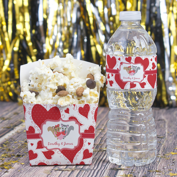 Cute Squirrel Couple Water Bottle Label - w/ Favor Box