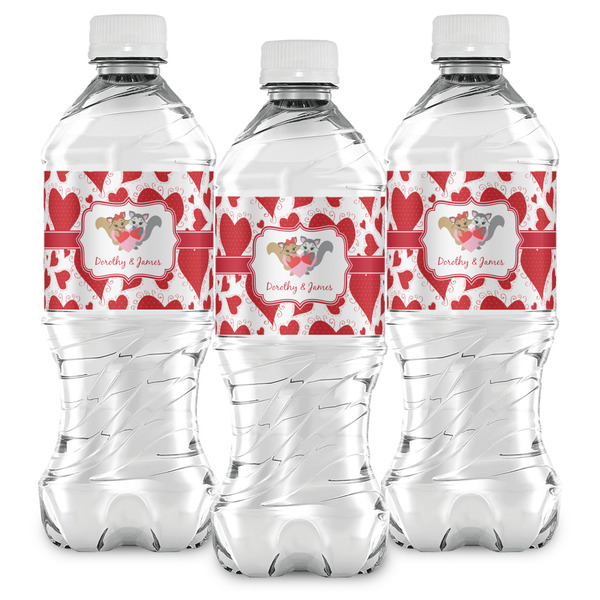 Cute Squirrel Couple Water Bottle Labels - Front View