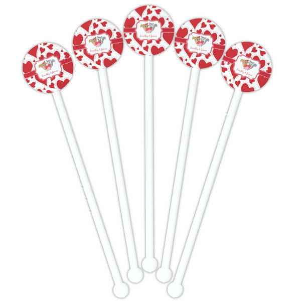 Cute Squirrel Couple White Plastic 5.5" Stir Stick - Fan View