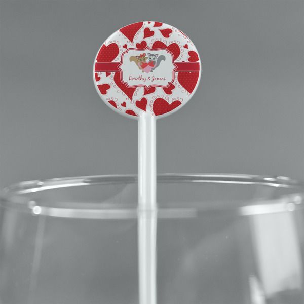 Cute Squirrel Couple White Plastic 5.5" Stir Stick - Round - Main