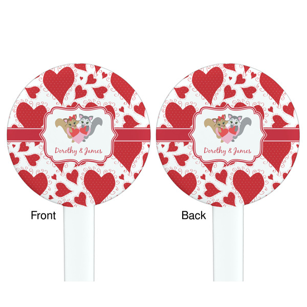 Cute Squirrel Couple White Plastic 7" Stir Stick - Double Sided - Round - Front & Back