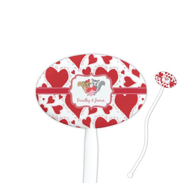 Custom Cute Squirrel Couple 7" Oval Plastic Stir Sticks - White - Double Sided (Personalized)