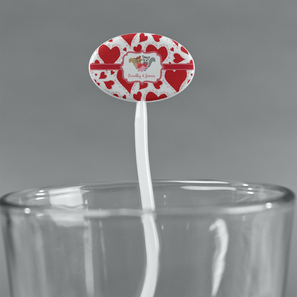 Cute Squirrel Couple White Plastic 7" Stir Stick - Oval - Main