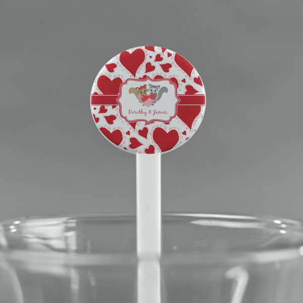 Cute Squirrel Couple White Plastic 7" Stir Stick - Round - Main