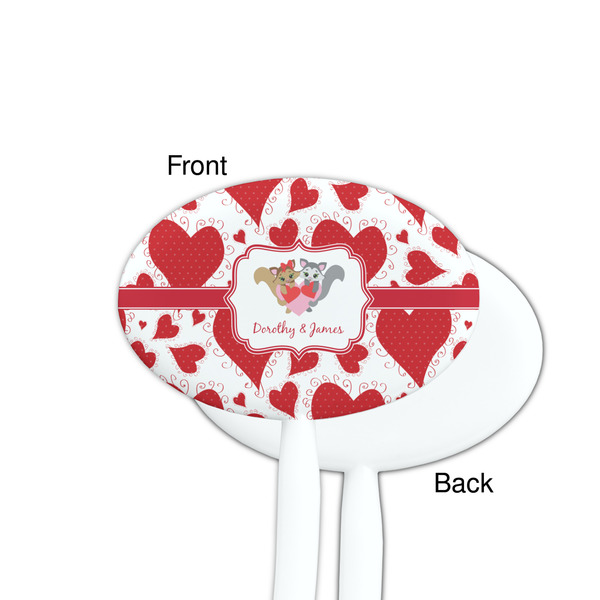 Cute Squirrel Couple White Plastic 7" Stir Stick - Single Sided - Oval - Front & Back