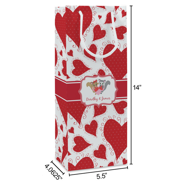 Cute Squirrel Couple Wine Gift Bag - Dimensions