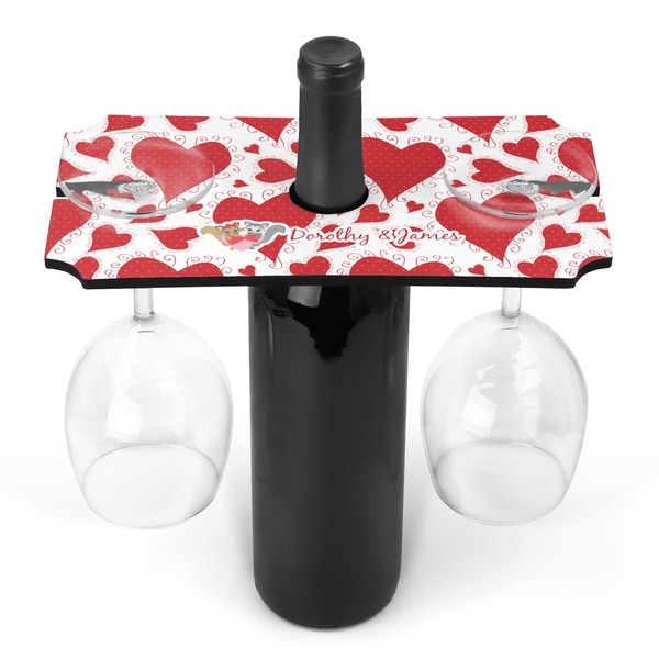 Custom Cute Squirrel Couple Wine Bottle & Glass Holder (Personalized)