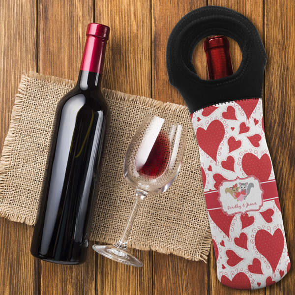 Cute Squirrel Couple Wine Tote Bag - FLATLAY