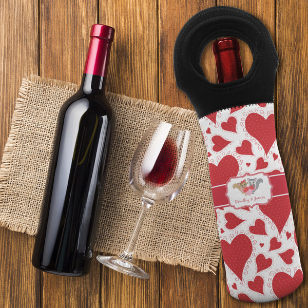 Cute Squirrel Couple Wine Tote Bag - FLATLAY