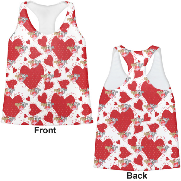 Cute Squirrel Couple Womens Racerback Tank Tops - Medium - Front and Back