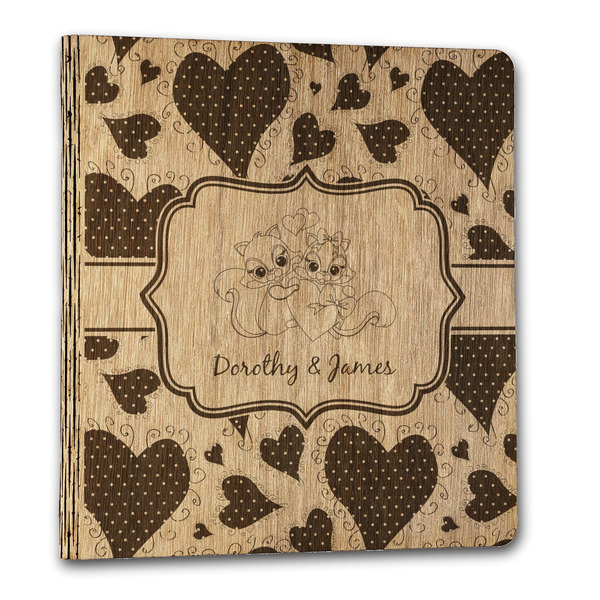 Custom Cute Squirrel Couple Wood 3-Ring Binder - 1" Letter Size (Personalized)