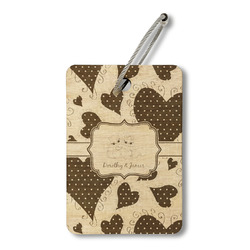 Cute Squirrel Couple Wood Luggage Tag - Rectangle (Personalized)