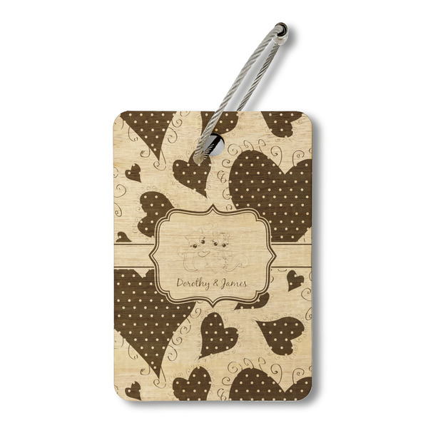 Custom Cute Squirrel Couple Wood Luggage Tag - Rectangle (Personalized)