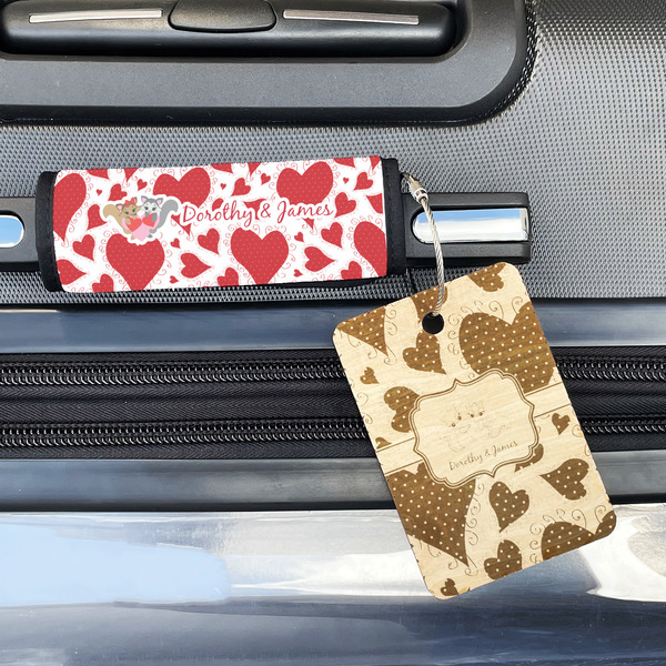 Cute Squirrel Couple Wood Luggage Tags - Rectangle - Lifestyle