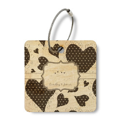 Cute Squirrel Couple Wood Luggage Tag - Square (Personalized)