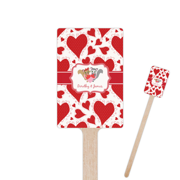 Custom Cute Squirrel Couple 6.25" Rectangle Wooden Stir Sticks - Single Sided (Personalized)