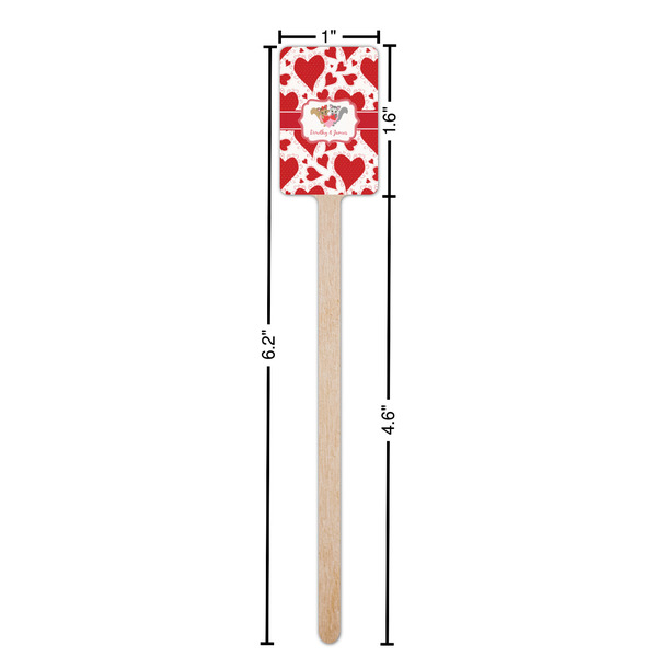Cute Squirrel Couple Wooden 6.25" Stir Stick - Rectangular - Dimensions