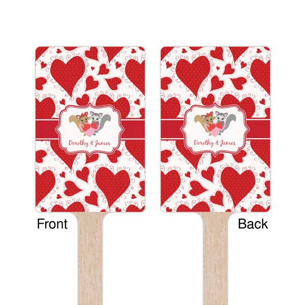 Cute Squirrel Couple Wooden 6.25" Stir Stick - Rectangular - Double Sided - Front & Back