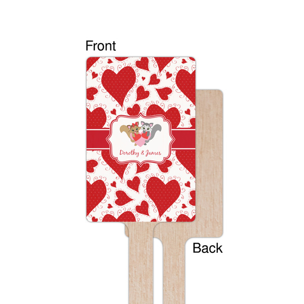 Cute Squirrel Couple Wooden 6.25" Stir Stick - Rectangular - Single - Front & Back