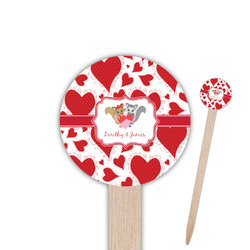 Cute Squirrel Couple 6" Round Wooden Food Picks - Single Sided (Personalized)