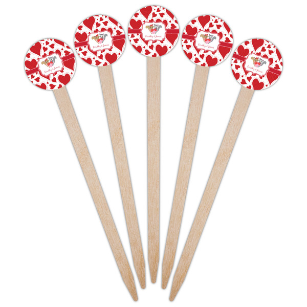 Cute Squirrel Couple Wooden 6" Food Pick - Round - Fan View