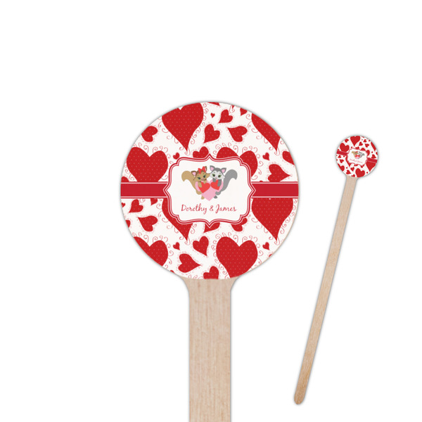 Custom Cute Squirrel Couple 6" Round Wooden Stir Sticks - Single Sided (Personalized)