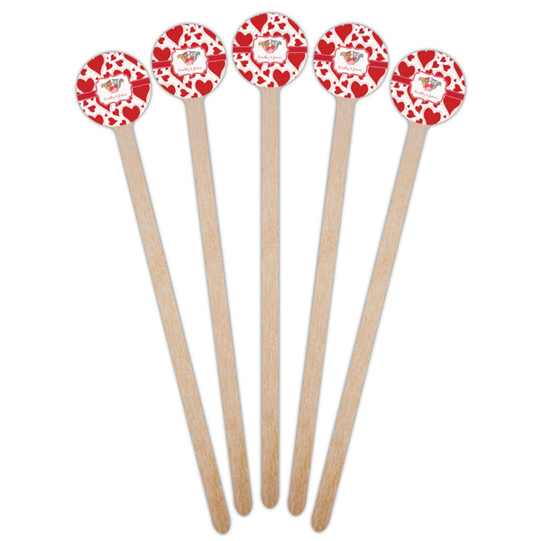 Cute Squirrel Couple Wooden 6" Stir Stick - Round - Fan View