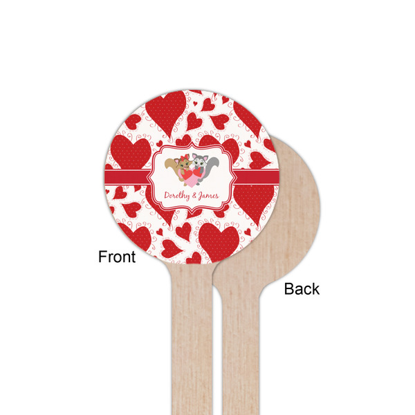 Cute Squirrel Couple Wooden 6" Stir Stick - Round - Single Sided - Front & Back