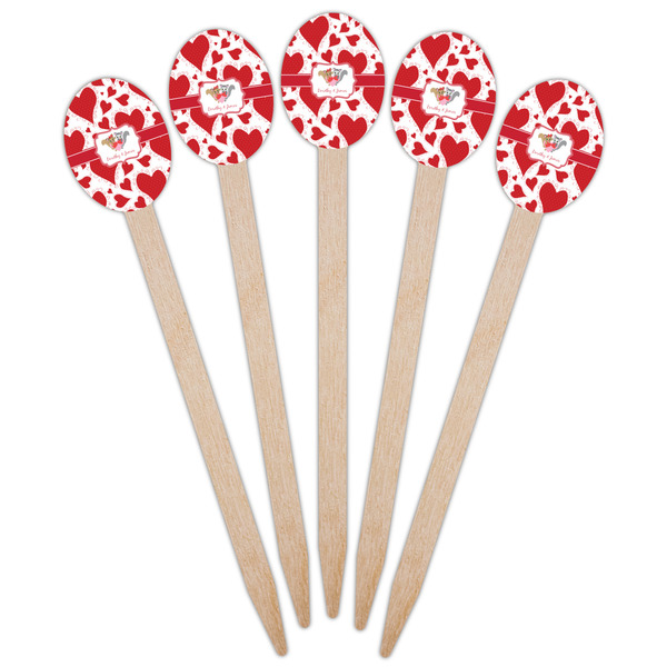 Cute Squirrel Couple Wooden Food Pick - Oval - Fan View