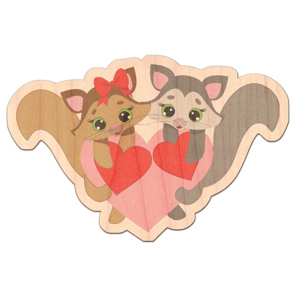 Custom Cute Squirrel Couple Genuine Maple or Cherry Wood Sticker