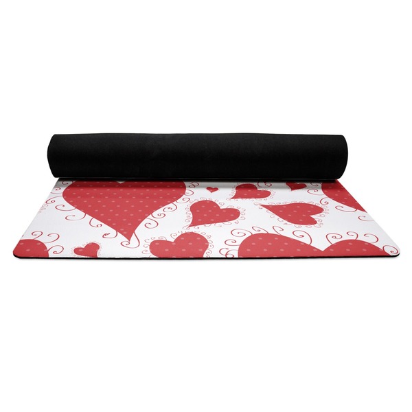 Cute Squirrel Couple Yoga Mat Rolled up Black Rubber Backing