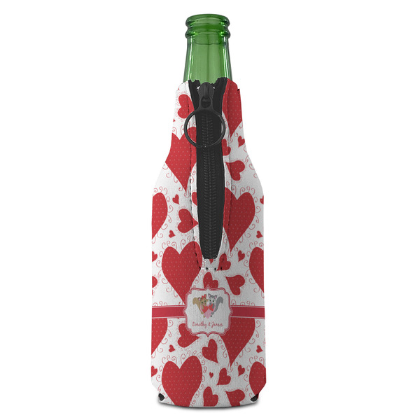 Cute Squirrel Couple Zipper Bottle Cooler - BACK (bottle)