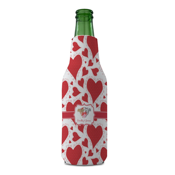 Cute Squirrel Couple Zipper Bottle Cooler - FRONT (bottle)