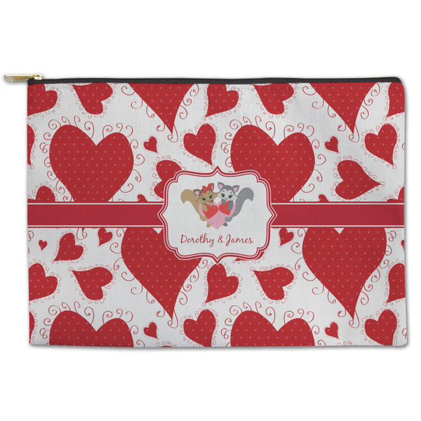 Custom Cute Squirrel Couple Zipper Pouch - Large - 12.5"x8.5" (Personalized)