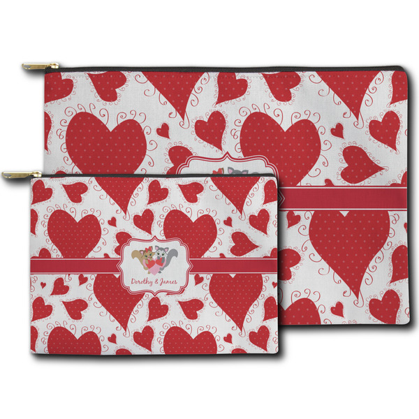 Cute Squirrel Couple Zippered Pouches - Size Comparison