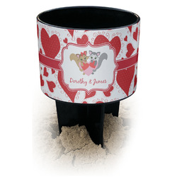 Cute Squirrel Couple Black Beach Spiker Drink Holder (Personalized)