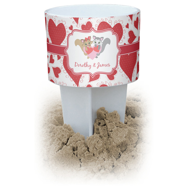 Custom Cute Squirrel Couple White Beach Spiker Drink Holder (Personalized)