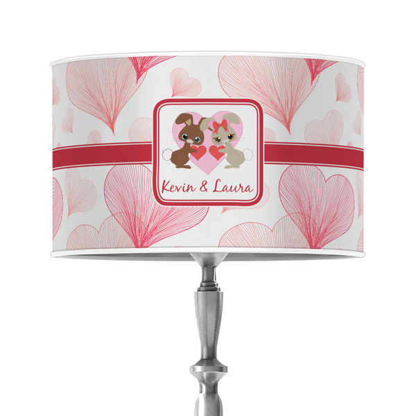 Custom Hearts & Bunnies 12" Drum Lamp Shade - Poly-film (Personalized)