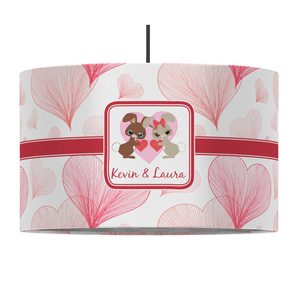 Custom Hearts & Bunnies 12" Drum Pendant Lamp - Fabric (Personalized)