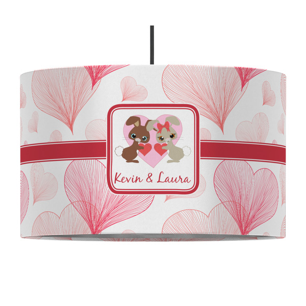Hearts & Bunnies 12" Drum Lampshade - PENDANT (Fabric)