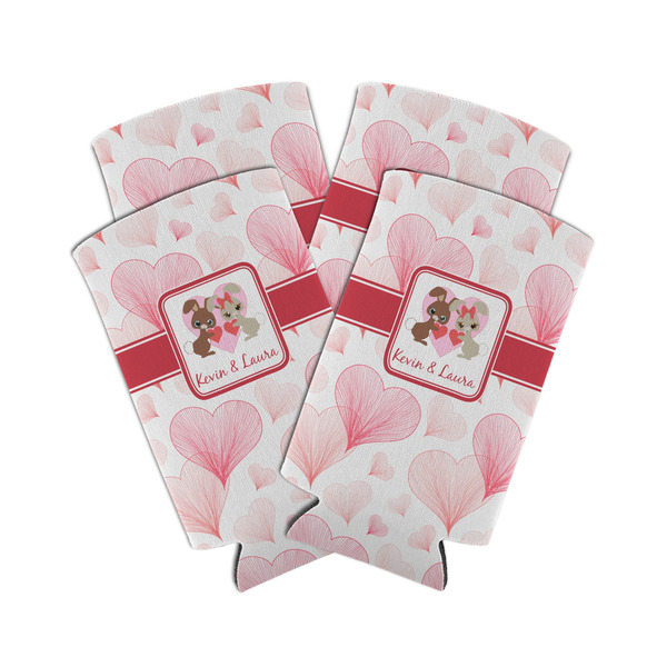 Custom Hearts & Bunnies Can Cooler (tall 12 oz) - Set of 4 (Personalized)