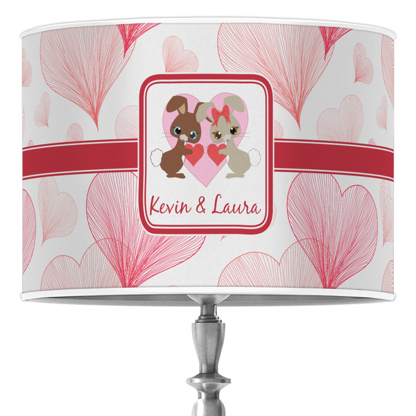 Custom Hearts & Bunnies Drum Lamp Shade (Personalized)