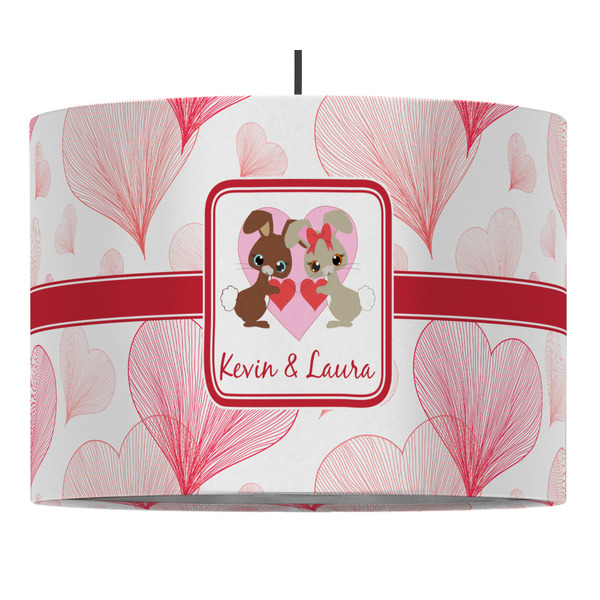 Custom Hearts & Bunnies 16" Drum Pendant Lamp - Fabric (Personalized)
