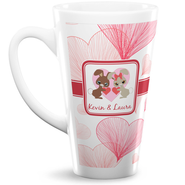 Custom Hearts & Bunnies 16 Oz Latte Mug (Personalized)