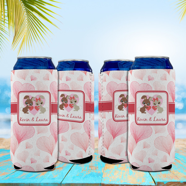 Hearts & Bunnies 16oz Can Sleeve - Set of 4 - LIFESTYLE