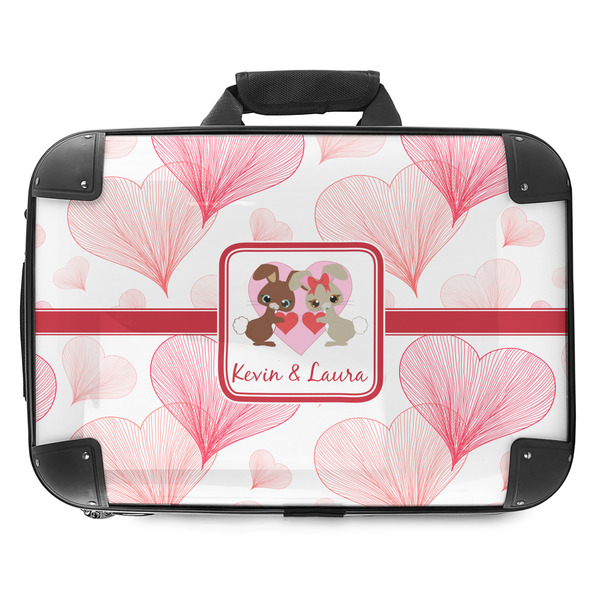Custom Hearts & Bunnies Hard Shell Briefcase - 18" (Personalized)