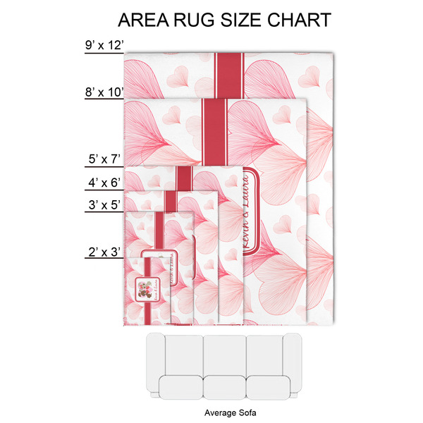 Hearts & Bunnies 2'x3' Indoor Area Rugs - Size Chart