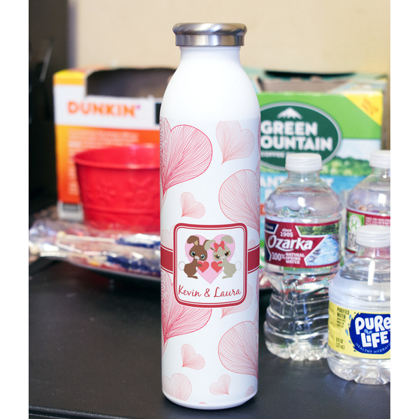 Hearts & Bunnies 20oz Water Bottles - Full Print - In Context